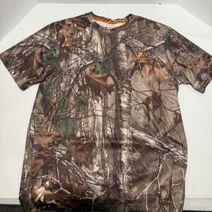 Realtree Camo T Shirt Mens Medium Brown Hunting Tee Dri-More Tech Short Sleeve